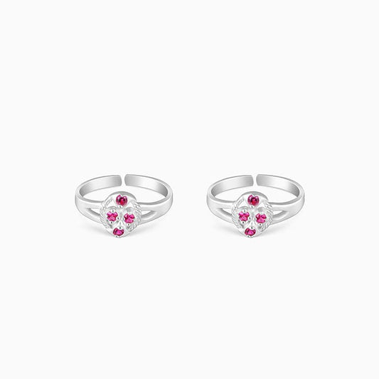 Silver Ruby Radiance Toe Rings