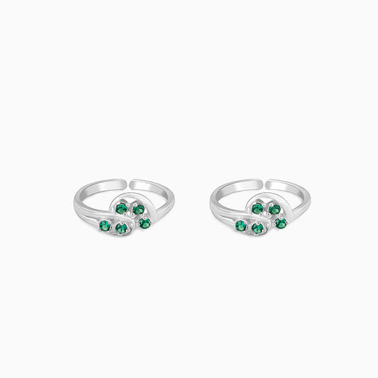 Silver Jade Elegance Toe Rings