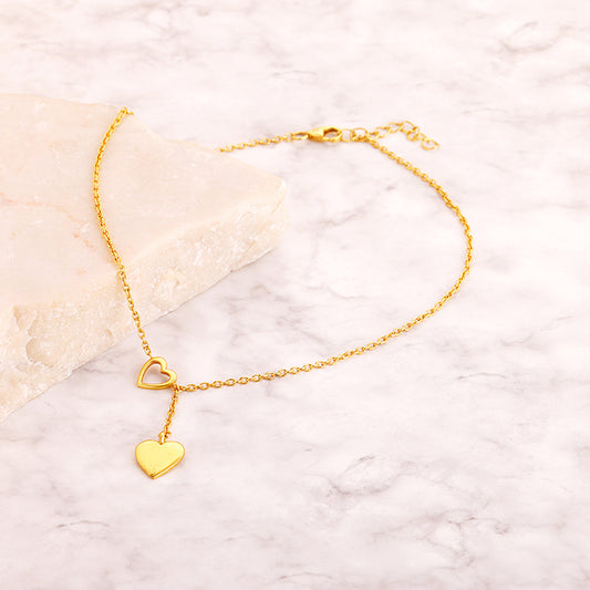 Golden Heart Charm Anklet