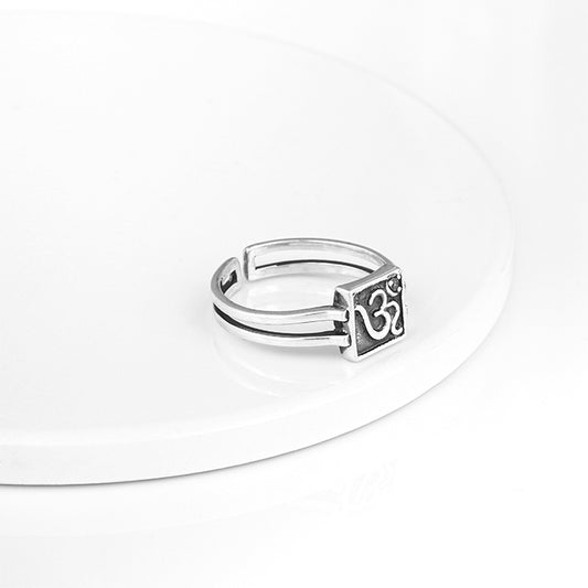 Oxidised Silver Om Ring