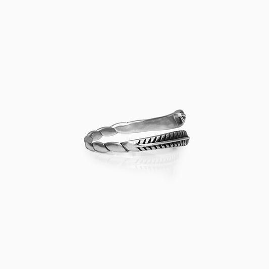 Oxidised Curved Leaf Ring