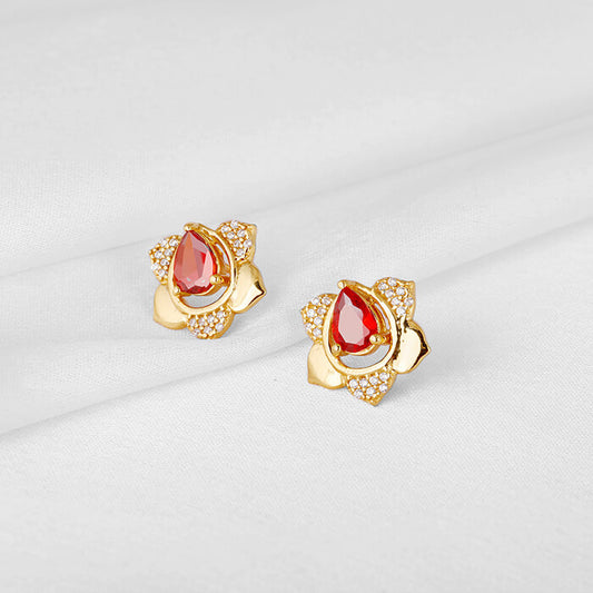 Golden Red Rush Stud Earrings