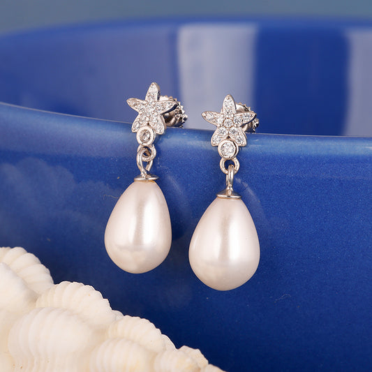 Silver Starry Pearl Earrings
