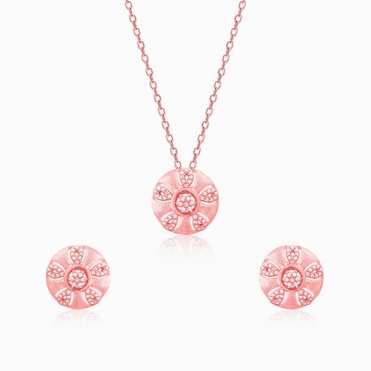 Rose Gold Vinca Necklace and Earring Set
