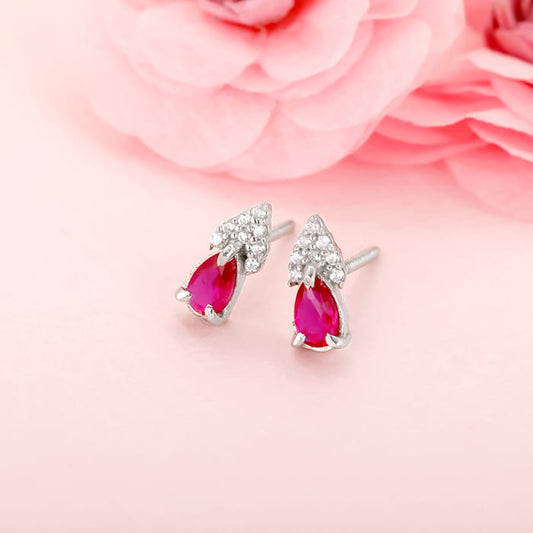 Silver Fuchsia Drop Earrings
