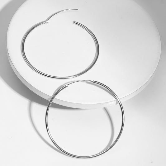 Silver Classic Hoop Earrings - 52mm