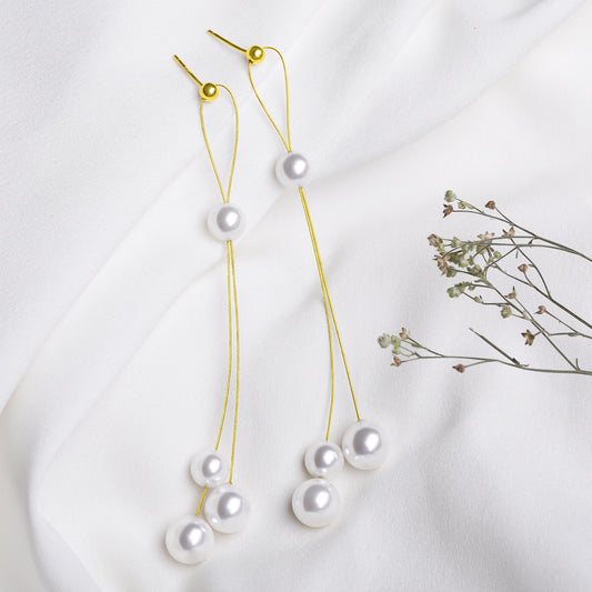 Golden Pearl Knot Dangler Earrings