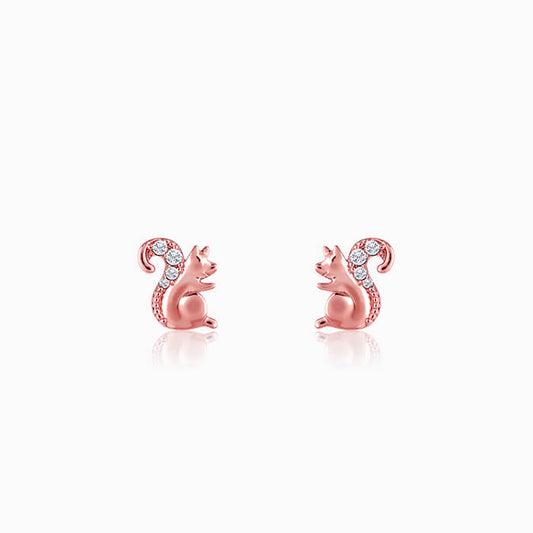 Rose Gold Squirrel Love Earrings