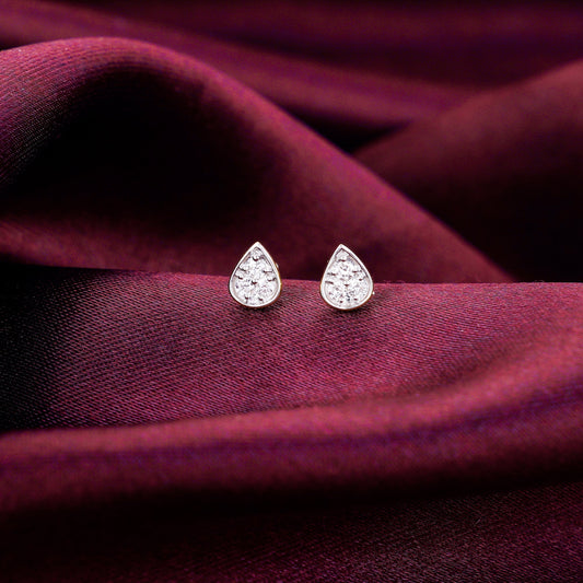 Gold Pear Trio Diamond Stud Earrings