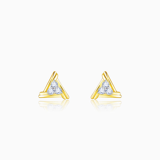 Gold Geometric Triplet Diamond Earrings
