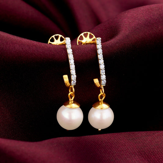 Gold Glorious Love Pearl & Diamond Semi Hoop Earrings