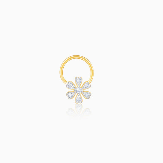 Gold Floral Elegance Diamond Nose Pin