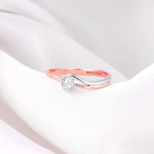 Rose Gold And White Gold Solitaire Diamond Ring