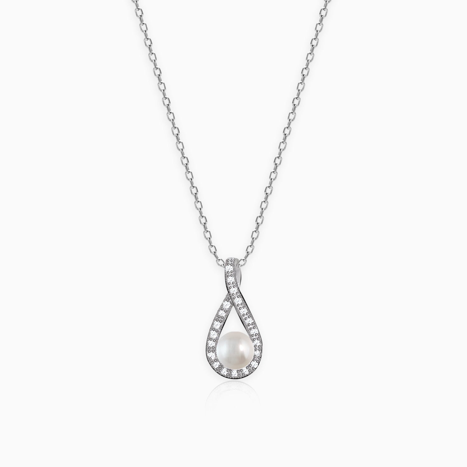 Silver Tear Drop Pearl Pendant With Link Chain – GIVA
