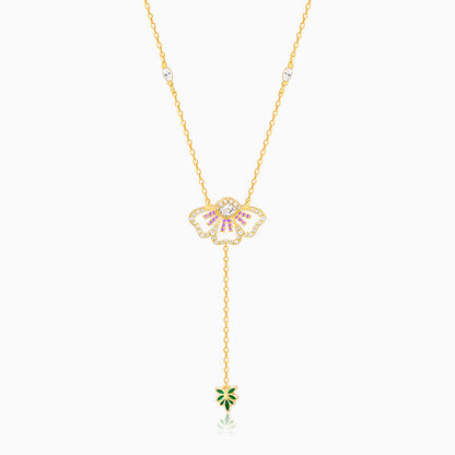Gold Eye Bright Flower Lariat Necklace