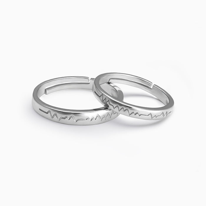 Buy Silver Heartbeat Couple Rings at Best Price – GIVA