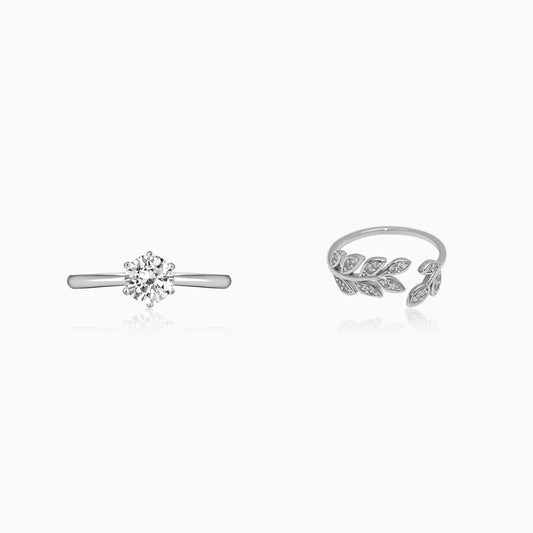 Silver Vintage Love Rings Set