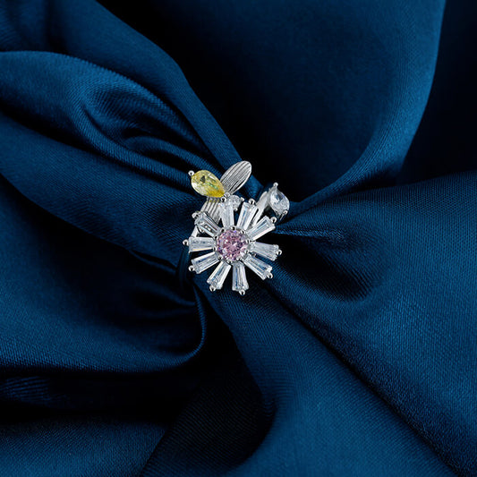 Silver Floral Spin Ring
