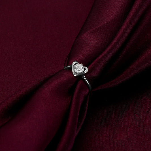 Silver Zircon Embrace Heart Ring