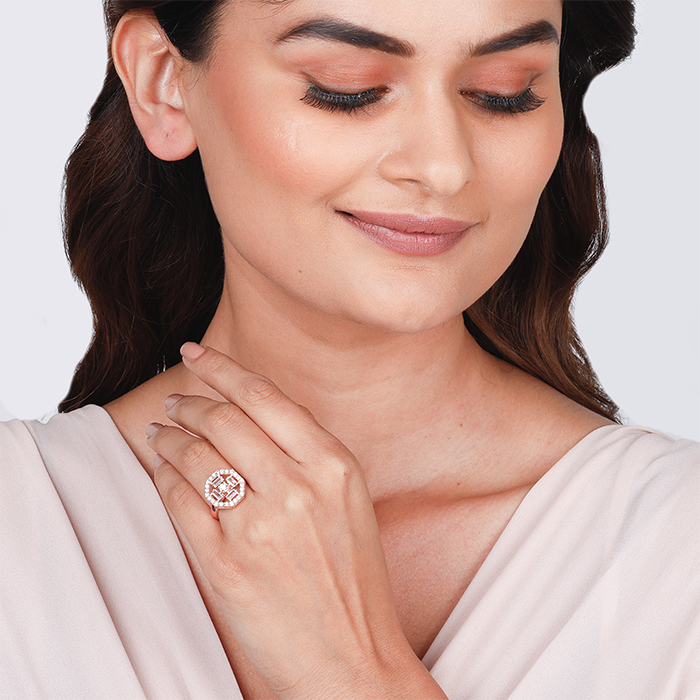 Buy Rose Gold Magnificent Cocktail Ring Online in India GIVA