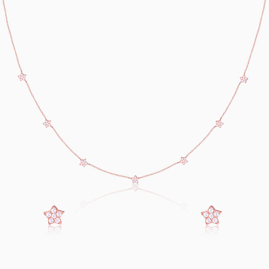 Rose Gold Star Constellation Necklace & Earrings Set