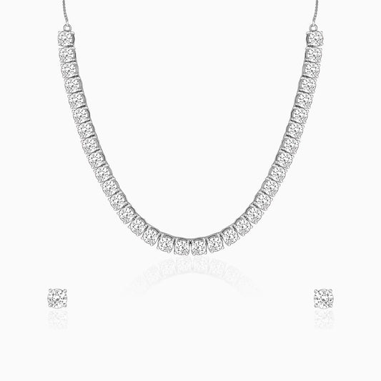 Silver Zircon Solitaire Set