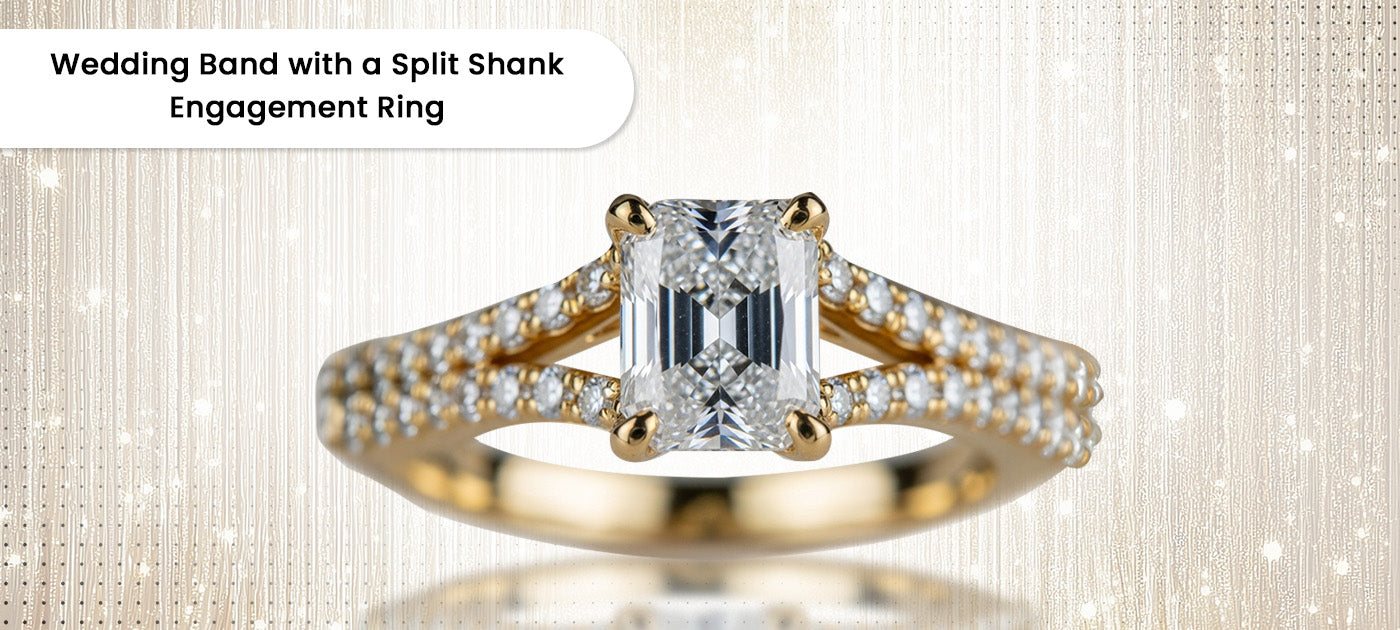 Wedding Band with a Split Shank Engagement Ring