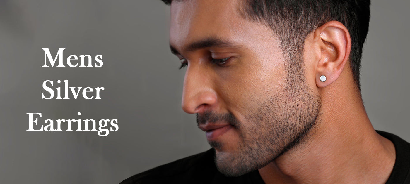 Mens silver earrings