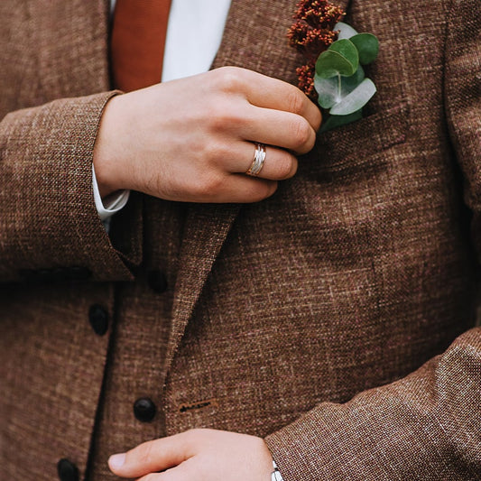 Mens wedding ring in yellow gold & rose gold 