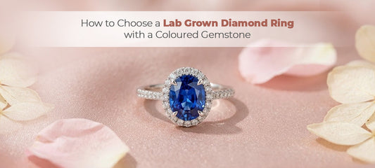 Lab Grown Diamond Ring with Coloured Gemstone
