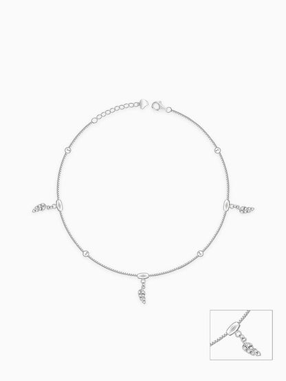 Silver Zircon Leaf Anklet