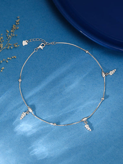 Silver Zircon Leaf Anklet