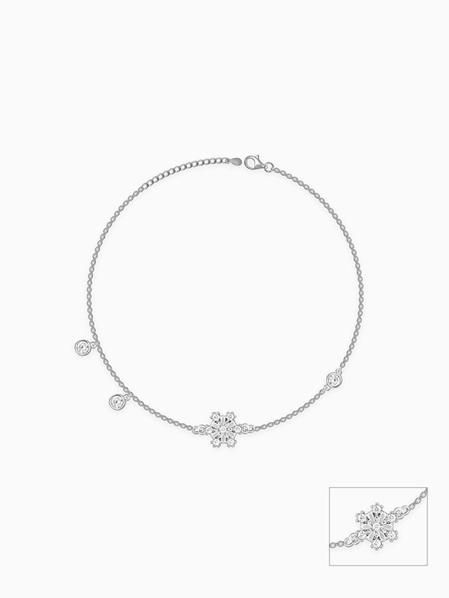 Silver Zircon Bubble Anklet