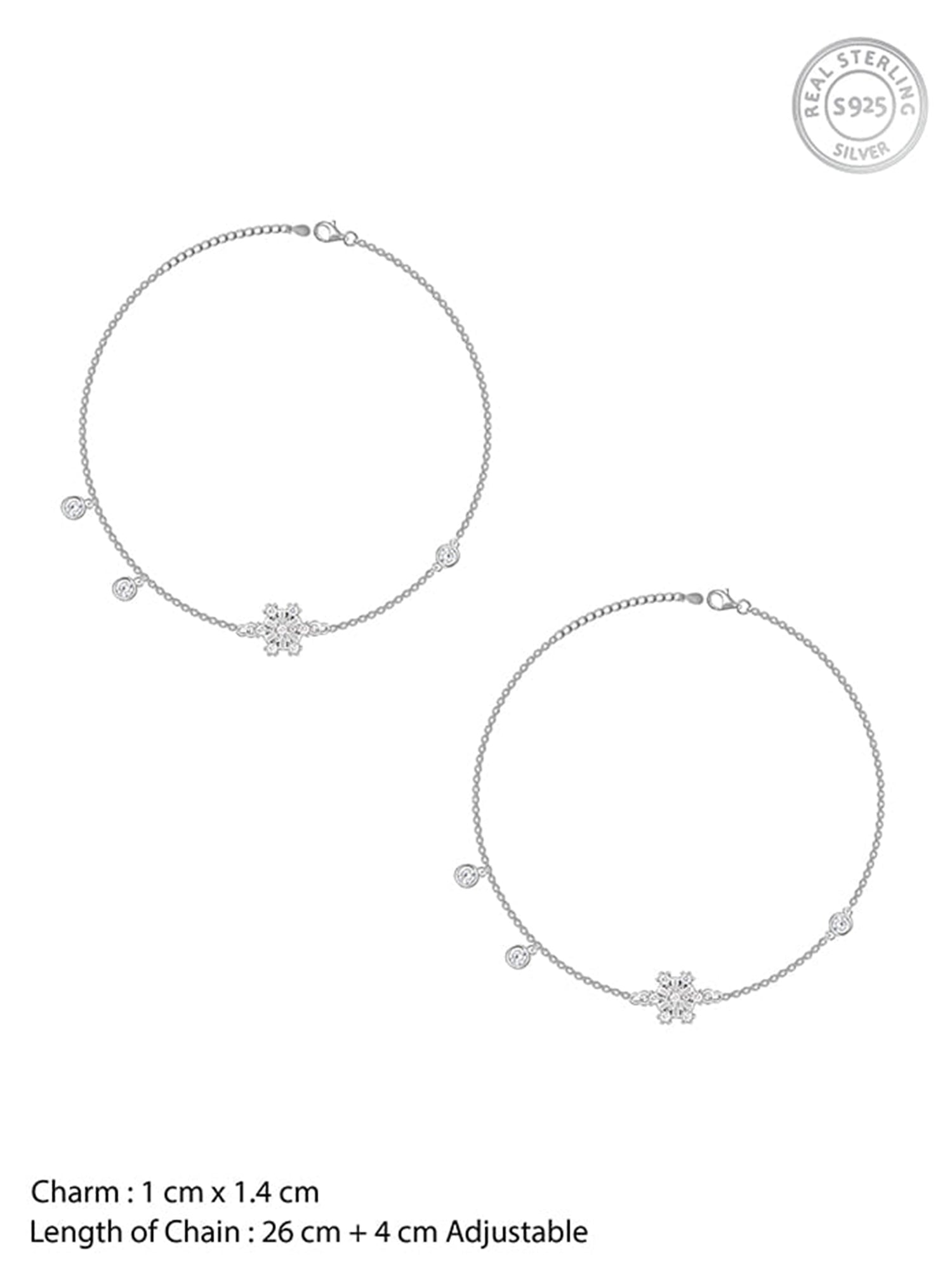 Silver Zircon Bubble Anklet