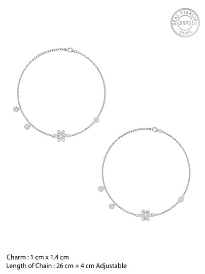 Silver Zircon Bubble Anklet