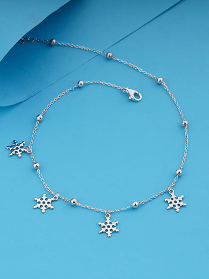 Silver Snowflake Charm Anklet
