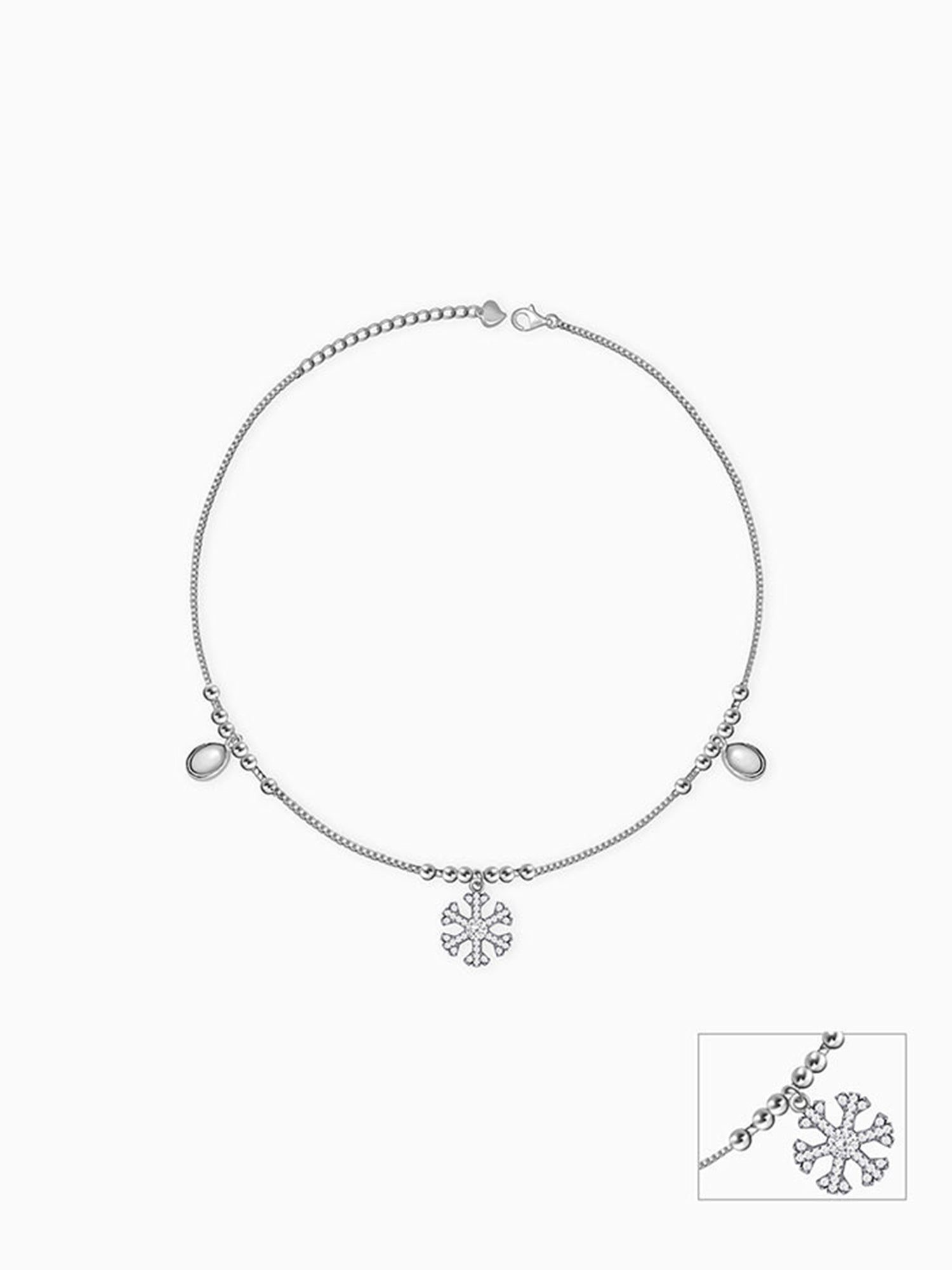 Silver Zircon Snowflake Anklet