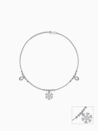 Silver Zircon Snowflake Anklet