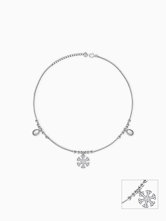 Silver Zircon Snowflake Anklet