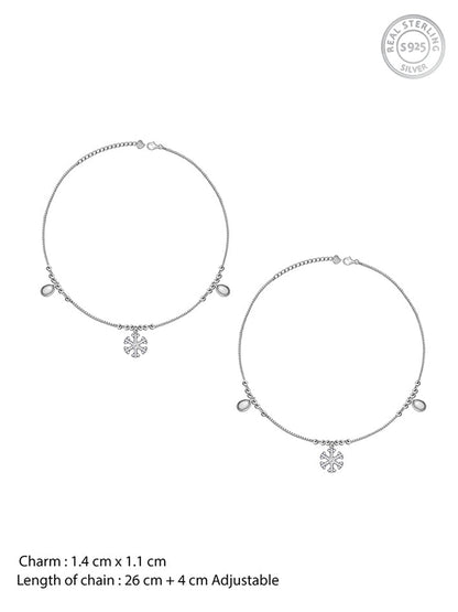 Silver Zircon Snowflake Anklet
