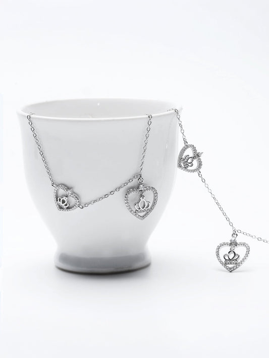 Silver Crown Heart Anklet