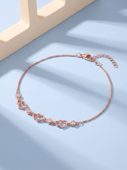 Rose Gold Heart Anklet
