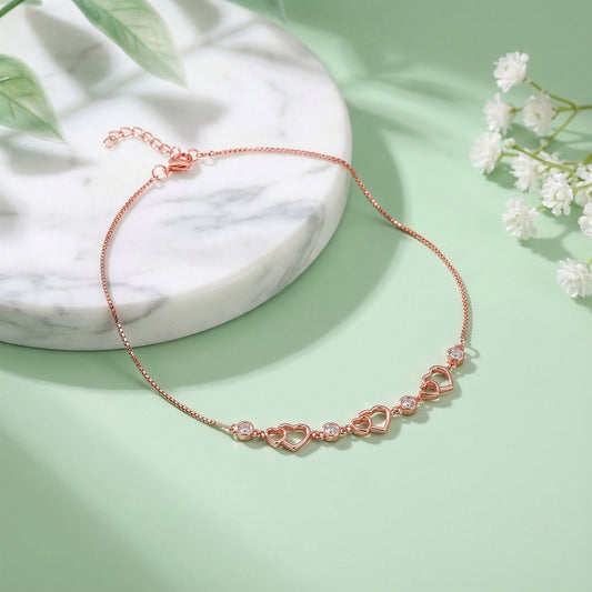 Rose Gold Heart Anklet