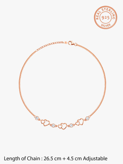 Rose Gold Heart Anklet