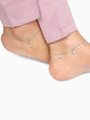 Silver Zircon Clover Charm Anklet