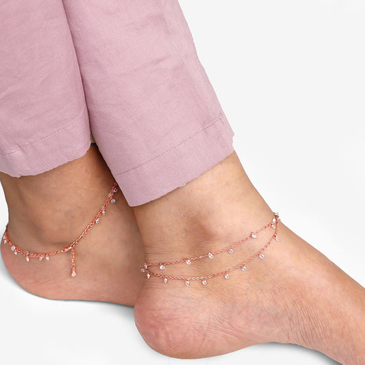 Rose Gold Layered Queen's Anklet