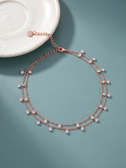 Rose Gold Layered Queen's Anklet