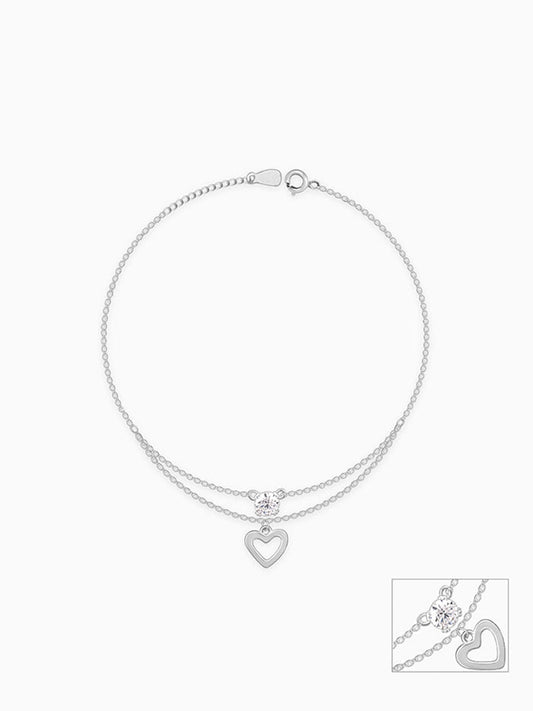 Silver Curl Heart Anklet