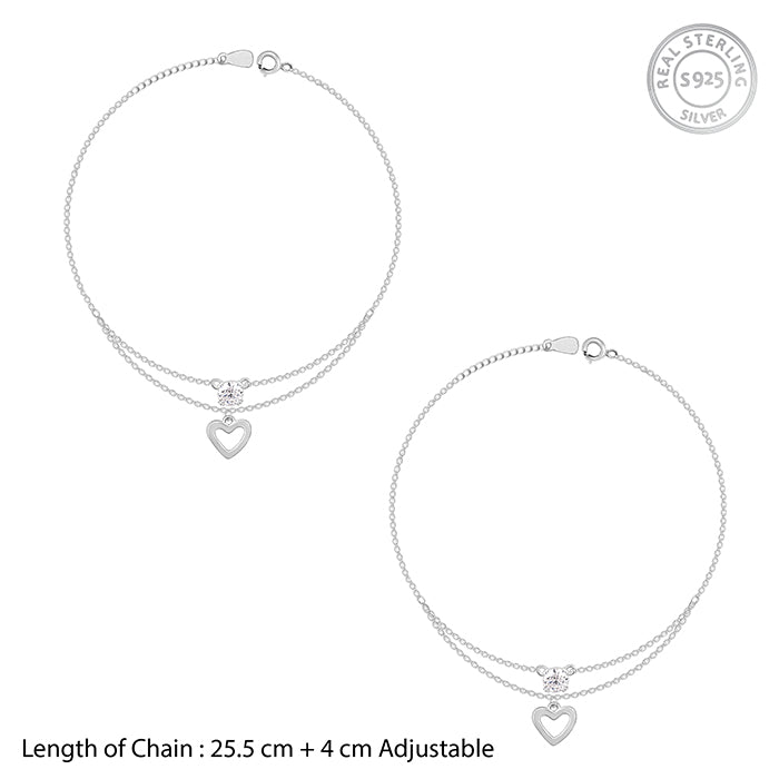Silver Curl Heart Anklet - view 4