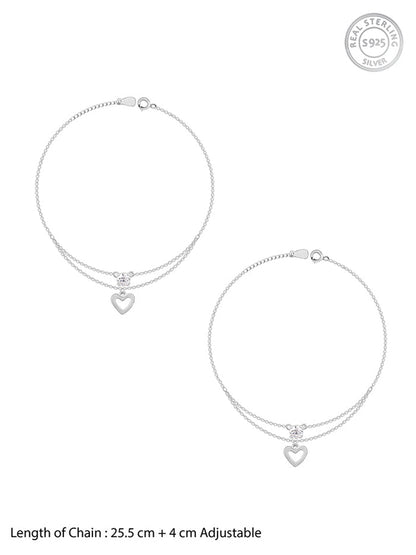 Silver Curl Heart Anklet